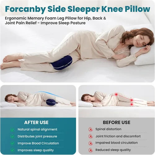 Miniatura 4 de Almohada de rodilla para personas que duermen de lado, almohada suave de alineación de la columna vertebral, almohadas de rodilla de espuma