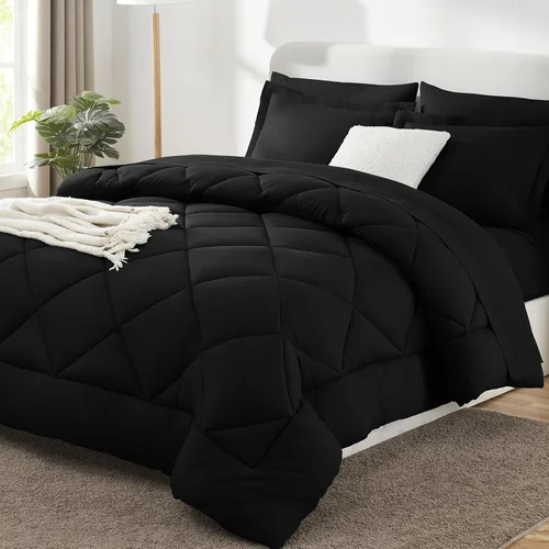 Miniatura 35 de CozyLux - Juego de edredón en una bolsa, para dormitorio universitario, todas las estaciones, edredón, sábanas y fundas para almohada y decorativas