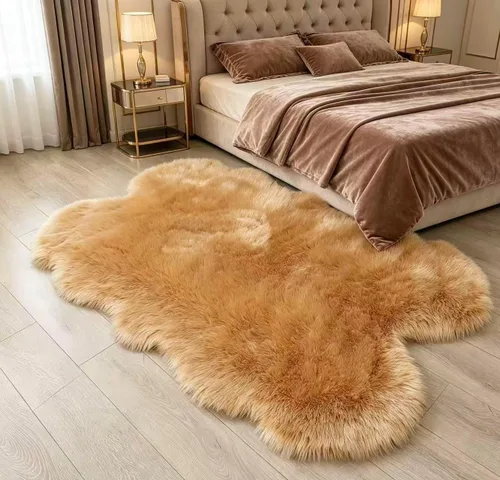 Miniatura 42 de Alfombra de piel sintética de 2 x 6 pies, color beige, lavable a máquina, súper suave, esponjosa, alfombra de piel de oveja mullida para dormitorio