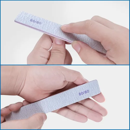 Miniatura 5 de Limas de uñas de grano 80/80 (paquete de 12), tablas de esmeril gruesas y pesadas para uñas acrílicas y uñas de gel, lima de uñas de doble cara