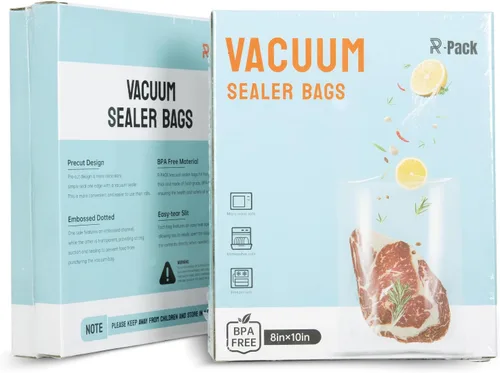 Bolsas selladoras al vacío, 100 unidades, 8 x 10 pulgadas, bolsa precortada de grado comercial, sin BPA y resistente