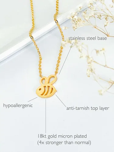 Miniatura 4 de Altitude Boutique Collar de abejorro, collar de colmena de abeja de miel para mujer (plata, dorado), Metal