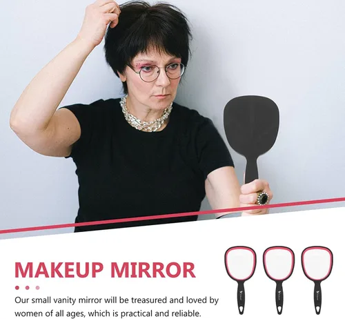Miniatura 4 de Espejo de mano pequeño con asa para mujeres y niñas, espejos de mano ligeros para regalo, espejo de mango personal para maquillaje, viajes, baño