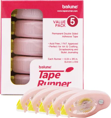 Miniatura 14 de Tape Runner - Cinta adhesiva de doble cara con rodillo dispensador incluido - Sin ácidos, pegajosa, clara y transparente - Ideal para álbumes