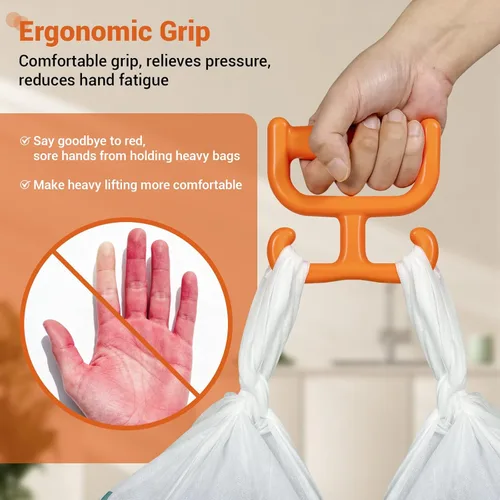 Miniatura 2 de Paquete de 2 bolsas de comestibles con asa para bolsas de plástico, cada una tiene capacidad para 100 libras, duradera, multiusos, resistente