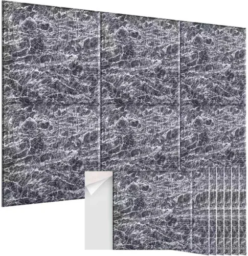 Miniatura 11 de Paquete de 6 paneles acústicos de pared, 23.6 x 23.6 pulgadas, panel decorativo insonorizado, panel autoadhesivo de absorción de sonido, tratamiento