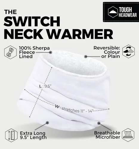 Miniatura 3 de Tough Headwear Swtich - Polainas de cuello de invierno para hombres y mujeres, polaina de cuello de forro polar, polaina de esquí, reversible