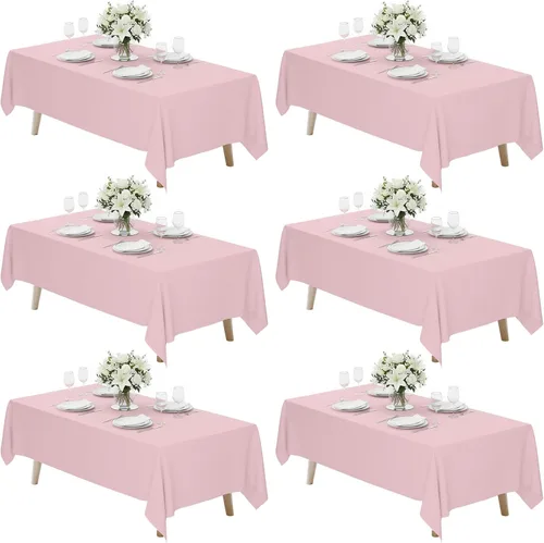 Miniatura 19 de Fixwal Paquete de 2 manteles rectangulares negros de 60 x 102 pulgadas, reutilizables, resistentes, lavables, para mesas de 6 pies, bodas, fiestas