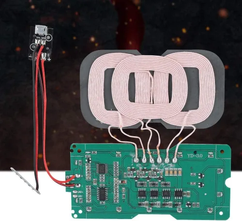 Miniatura 7 de Cargador inalámbrico estándar, módulo transmisor de 3 bobinas, carga de alta eficiencia con protección múltiple para teléfonos compatibles