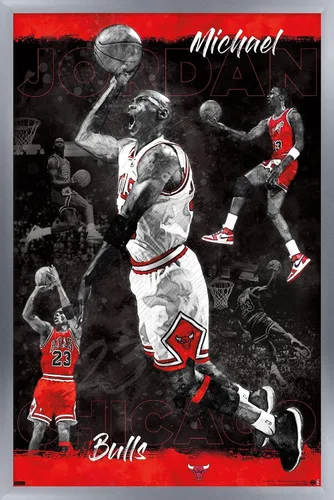 Miniatura 10 de Trends International Michael Jordan - Póster de pared de bosquejo, 14.725 x 22.375 pulgadas, versión enmarcada de madera de granero