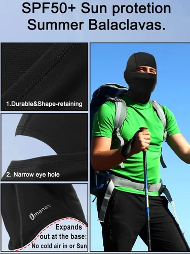 Miniatura 3 de Pasamontañas, secado rápido, secado rápido, suave, elástico, tela CoolMax de EE. UU., diseñada para deportes, protección contra el polvo solar UPF50
