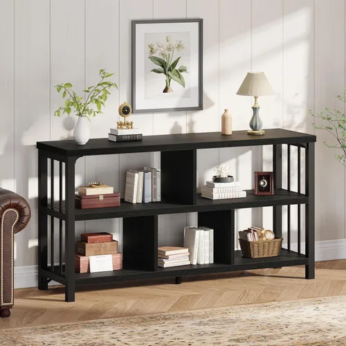 Miniatura 8 de IBF Estantería horizontal con forma de cubo, estantería abierta moderna industrial, organizador de almacenamiento de 5 cubos para el hogar, estante