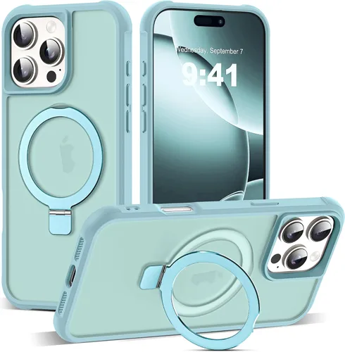 Miniatura 94 de SKYLMW – Funda compatible con iPhone 12 Pro Max y iPhone 13 Pro Max con soporte magnético invisible tipo anillo, fundas translúcidas para teléfonos