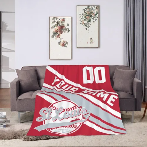 Miniatura 30 de Wream Manta personalizada para fanáticos de la cama, regalo de béisbol con nombre y número de ciudad de béisbol, manta de forro polar de invierno