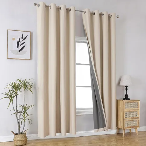 Miniatura 105 de Joydeco - Juego de 2 paneles de cortinas opacas de 63 pulgadas, 2 cortinas largas con aislamiento térmico burg, cortinas de oscurecimiento