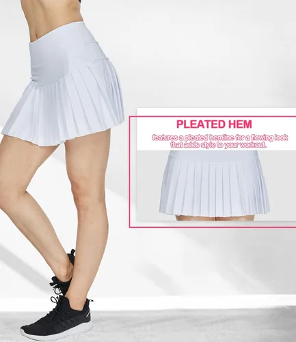 Miniatura 6 de HonourSex Falda de Tenis Plisada para Mujer, Faldas de Golf con Bolsillos, Falda con Pantalones Cortos para Entrenamiento, Deportes, Senderismo