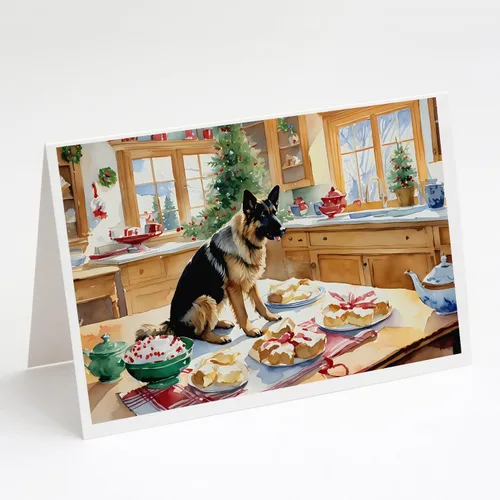 Miniatura 4 de Caroline's Treasures DAC3884GCA7P Paquete de 8 tarjetas en blanco de Navidad con galletas de husky siberiano Tarjetas de felicitación con sobres