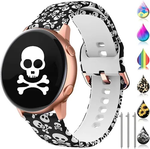 Miniatura 23 de Correas florales compatibles con Samsung Active 2, Watch Band de 1.575 pulgadas/1.732 pulgadas, Active Watch Band 1.575 pulgadas, correa de silicona