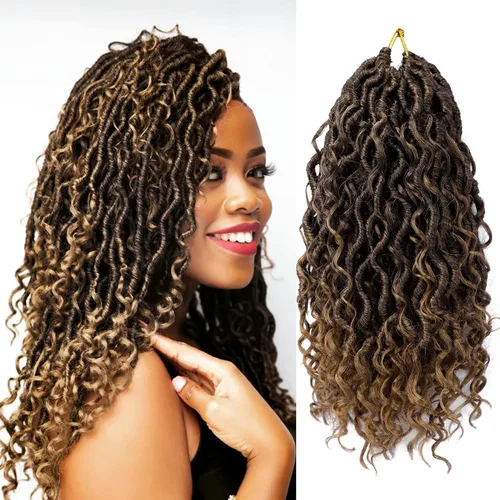 Miniatura 43 de Goddess Locs - Cabello de ganchillo de 10 pulgadas, 7 paquetes de cabello de ganchillo bohemio sintético para mujeres negras, rastas de ganchillo #1B