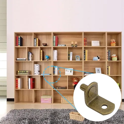Miniatura 5 de INCREWAY Soporte de estante, paquete de 50 clavijas de metal en forma de L de 0.197 pulgadas con agujero para muebles, gabinetes, cocina, Latón