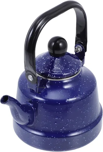 DOITOOL Tetera esmaltada, tetera esmaltada vintage, 1.1 L, tetera de porcelana, tetera para camping, hervidor de café, hervidor de agua caliente,