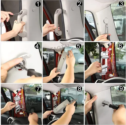 Miniatura 5 de Reemplazo de mango de agarre de pilar A para automóvil compatible con Toyota FJ Cruiser 2007-2021, mango de agarre lateral de pilar A, kit de agarre