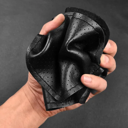 Miniatura 4 de BMLEI Funda de volante de cuero genuino superior con diseño antideslizante, acolchado suave, universal de 15 pulgadas para automóvil, con costura