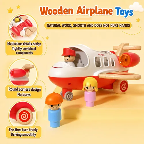 Miniatura 5 de Wanborns Juguetes de avión para niños pequeños de 1 a 3 años, juguetes de aviones con sonido y luz, mini juguetes de avión para introducir