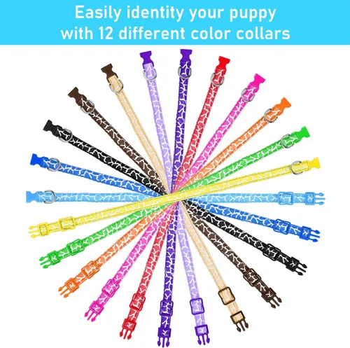 Miniatura 4 de GAMUDA Collares de arena para cachorros, bandas de identificación ajustables de nailon súper suave, diseño de camuflaje, varios colores, juego de 12