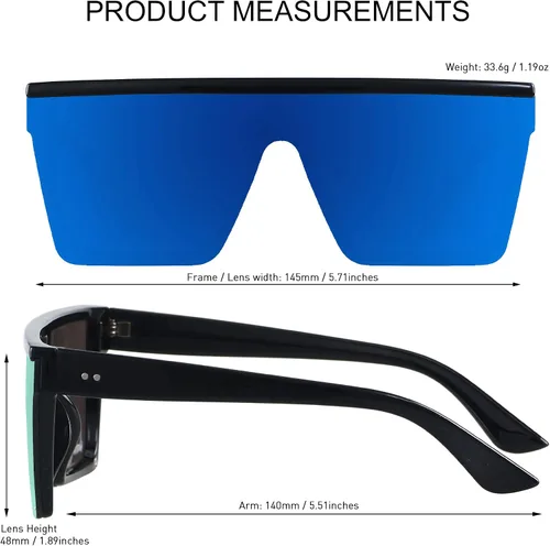 Miniatura 4 de LYZOIT Lentes de sol cuadrados de gran tamaño para mujeres y hombres, parte superior plana grande, protección UV, sombras sin montura