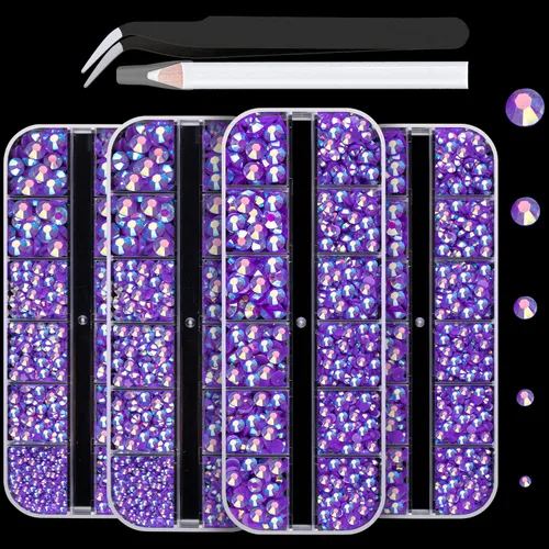 Miniatura 11 de 7000 diamantes de imitación de resina con pinzas para manualidades, diamantes de imitación de gelatina con parte trasera plana de 2/3/4/5/6mm, 4
