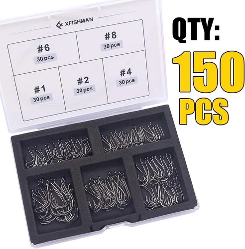 Miniatura 7 de Octopus-Hook-Fishing-Beak-Circle-Hooks-Set-Saltwater-Freshwater-Red-Black 150 Pack