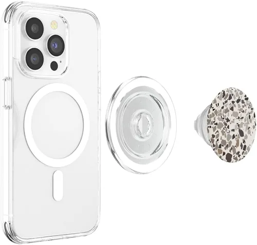 Miniatura 4 de Terrazo Estético Abstracto Tonos Tierra Neutros Beige PopSockets MagSafe PopGrip para iPhone