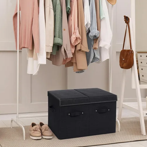 Miniatura 7 de Organizador de zapatos para armario, caja de almacenamiento de zapatos plegable con divisores ajustables, gran contenedor de almacenamiento