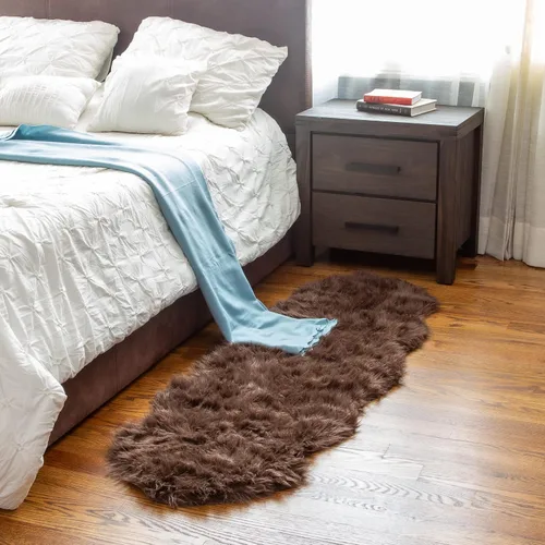 Miniatura 18 de Super Area Rugs - Alfombra de piel de oveja suave y esponjosa Gris oscuro