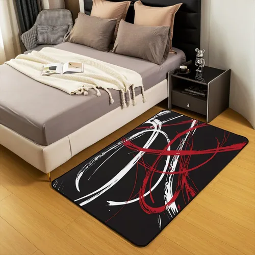 Miniatura 5 de Alfombra decorativa de color rojo y gris, negro, blanco, para niños, moderna, abstracta, geométrica, de 3 x 5 pies, para mujeres y hombres, alfombra
