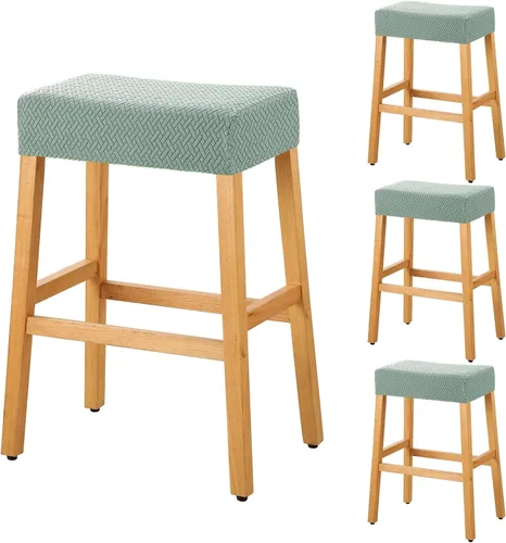 Miniatura 12 de YISUN Fundas de taburete rectangulares, paquete de 2 fundas elásticas impermeables para asiento de silla de montar, taburetes de bar, sillas de bar