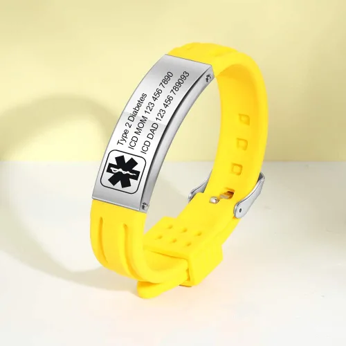 Miniatura 5 de Lam Hub Fong Pulseras de identificación médica ajustables para mujeres y hombres, pulseras deportivas de silicona personalizadas para niños y niñas