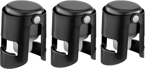Miniatura 21 de Tapones de champán con protector de champán de acero inoxidable con silicona de grado alimenticio a prueba de fugas que se mantienen frescos, Negro