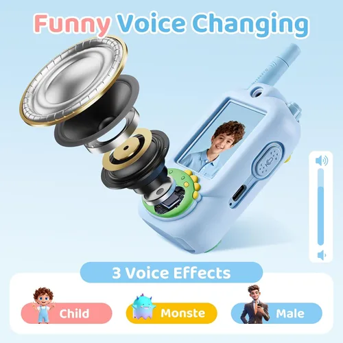 Miniatura 5 de Walkie Talkies de video para niños, paquete de 2 cajas de regalo recargables para niños con estuche de silicona, walkie talkies para jugar