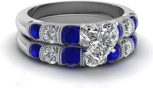 Miniatura 37 de Conjunto de dos anillos de boda para él y para ella, anillos para parejas. Anillos de compromiso para novia en acero inoxidable chapado en oro Blanco