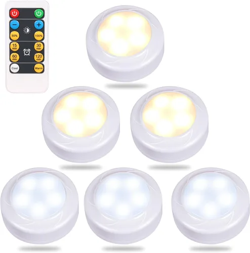 Miniatura 5 de WRalwaysLX Paquete de 10 luces LED de empuje para gabinete, funciona con pilas AAA de 3 x 1.5 V (no incluidas) para iluminación de cocina, debajo