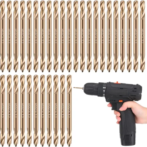 Lounsweer - Juego de 30 brocas de cobalto de 1/8 pulgadas Hss M35, brocas de metal de doble punta para acero endurecido, madera, fundición,