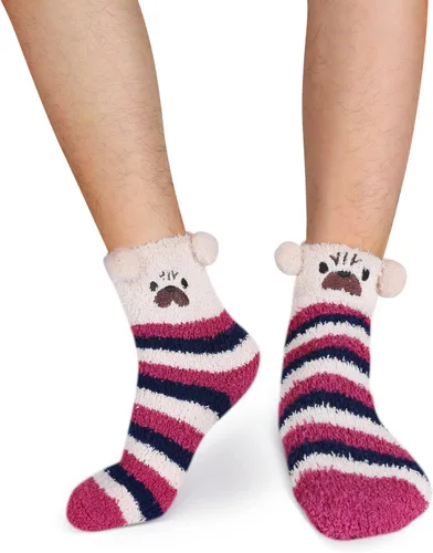 Miniatura 2 de Violet Mist Calcetines mullidos para hombre, unisex, lindos animales, acogedores, divertidos, esponjosos, cálidos, de invierno, de felpa