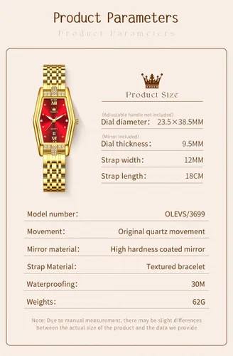 Miniatura 6 de OLEVS Reloj para mujer de acero inoxidable dorado, vestido de moda, analógico, de cuarzo, luminoso, impermeable, reloj Wrsit para mujer