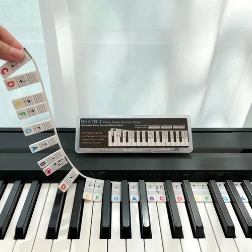 BEATBIT Guía de notas de piano para principiantes, etiquetas extraíbles para notas de teclado de piano para aprender, tamaño completo de 88 teclas,