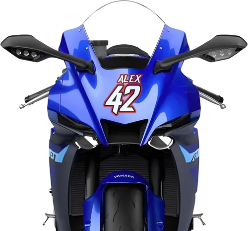 Miniatura 3 de MC MOTOPARTS Juego de 3 calcomanías personalizadas para matrícula de motocicleta y motocross, número y nombre personalizados, calcomanías de vinilo