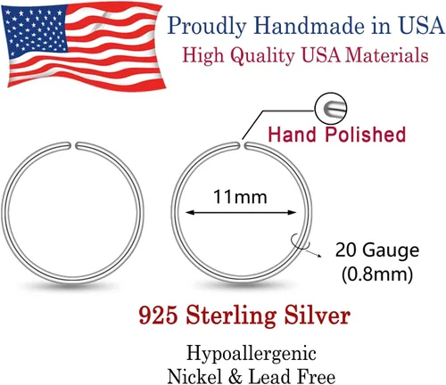 Miniatura 41 de Small Gold or Sterling Silver Huggie Hoop Earrings for Women Cartilage Nose Helix Tragus