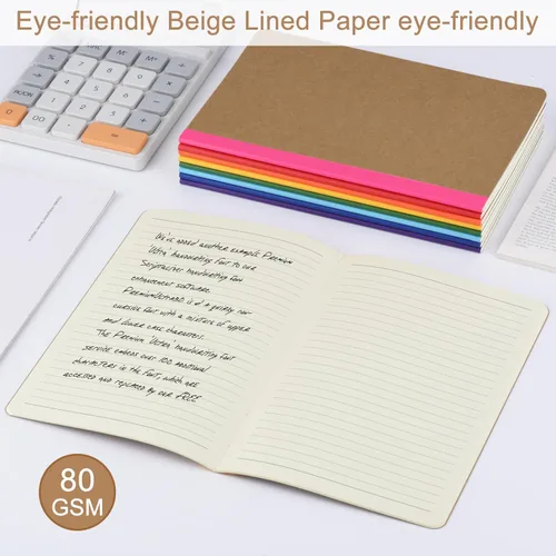 Miniatura 6 de ZCZN Paquete de 8 cuadernos rayados coloridos a granel, diarios A5 con 8 colores, 60 páginas/30 hojas, 8.3 x 5.5 pulgadas, papel rayado