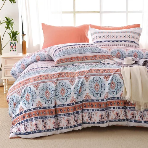 Miniatura 11 de MUXHOMO Juego de edredón tamaño individual XL, elegante juego de cama con estampado floral en una bolsa, 5 piezas, ultra suave y transpirable